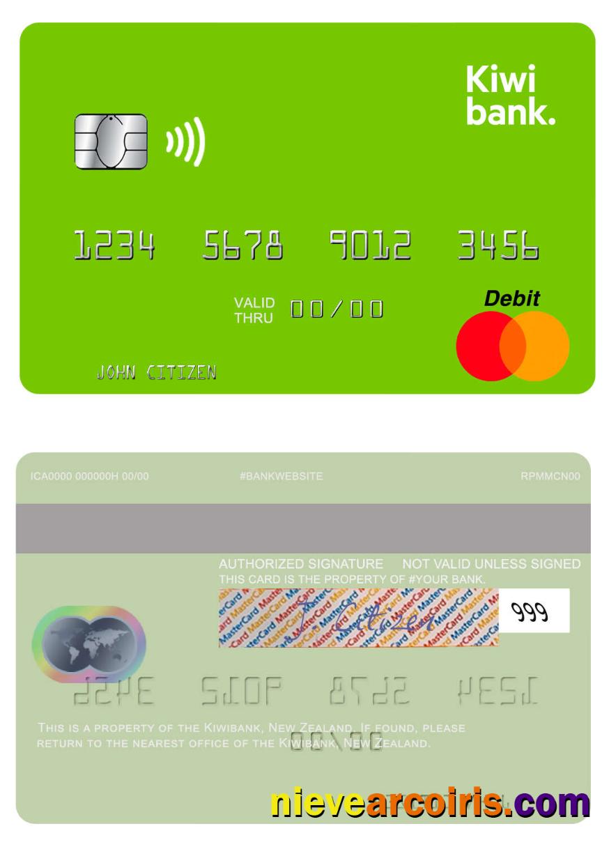 New Zealand Kiwibank mastercard
